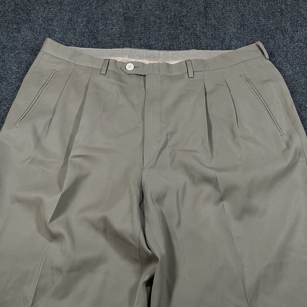 Luciano Barbera Wool Dress Pants Mens 56 US 40x28.5 Italy Trousers Pleated Beige